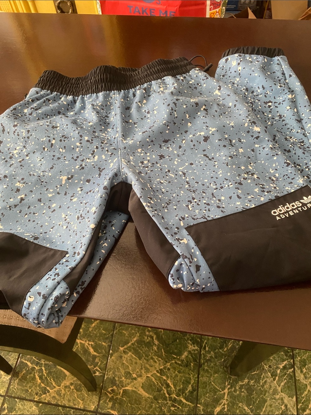 adidas Light Blue Speckle Joggers with Black Panels